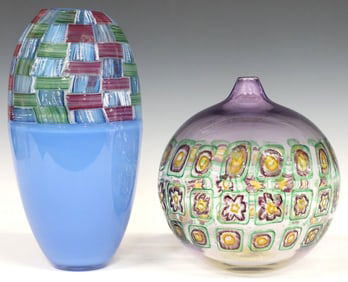 (2) RICHARD MOIEL & KATHY POEPPEL (TX) STUDIO ART GLASS VASES