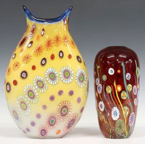 (2) STUDIO ART GLASS VASES, KEN & INGRID HANSON, RICHARD HORNBY