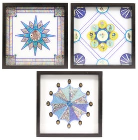 (3) SHADOWBOX FRAMED GLASS MILLEFIORI MURRINA ASSEMBLAGES