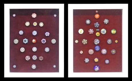 (2) FRAMED COLLECTION OF MINIATURE ART GLASS PAPERWEIGHTS