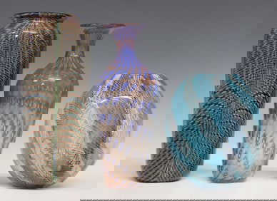 (3) ASSORTED STUDIO ART GLASS VASES, MICHAEL DAVID & KIT KARBLER (20THC)