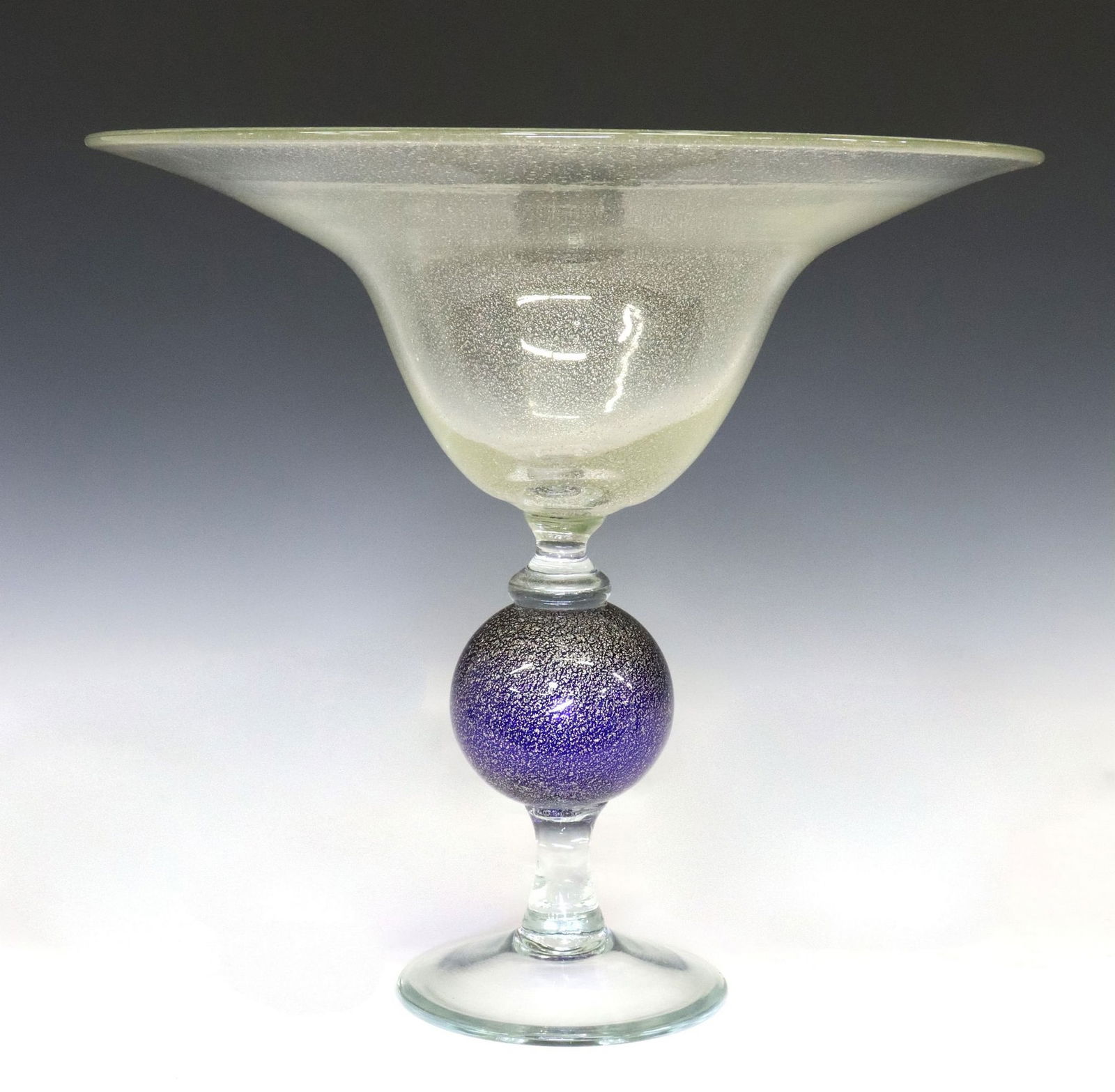 LARGE AVENTURINE GLASS CENTERPIECE COMPOTE (1 of 3)