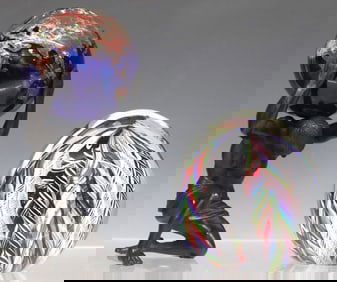 (2) STUDIO ART GLASS PAPERWEIGHTS, HARRY BOYER & LUNDBERG