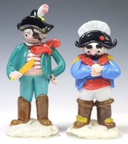 (2) CZECH GLASSWORKS BOHEMIAN ART GLASS PIRATE FIGURES