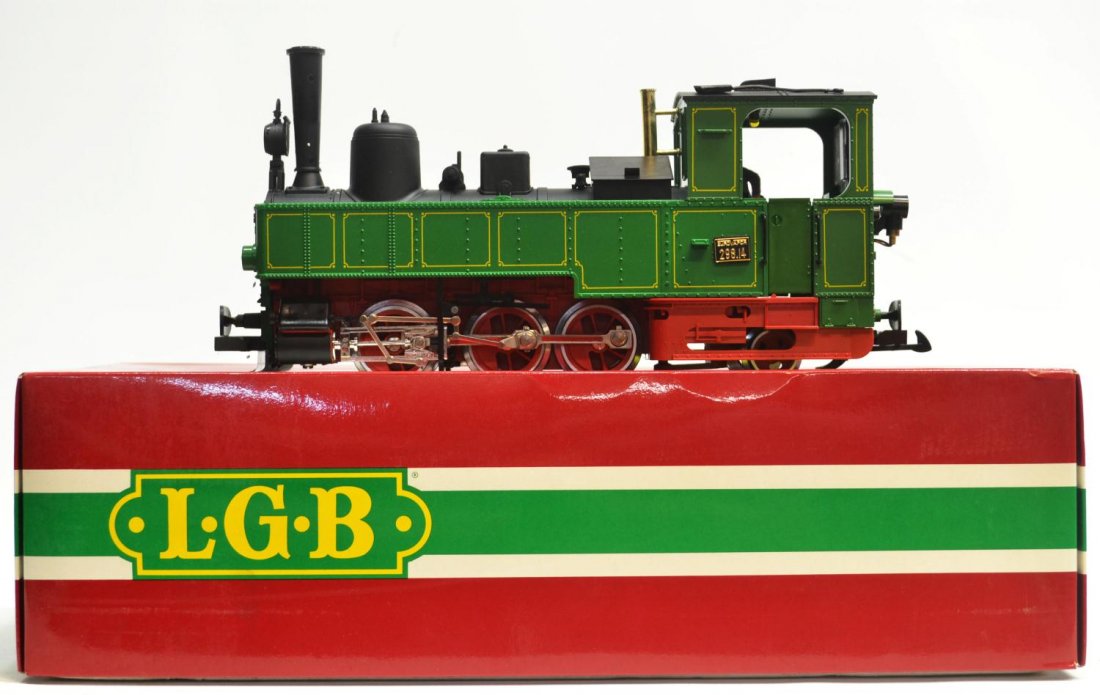LGB MODEL TRAIN STEAM LOCOMOTIVE #2073D: LGB model train Steam Locomotive #2073 D, in styrofoam box and original outer box, papers, trainman figure, box: 5.5"h, 18.5"l, 8.5"w, 5.75lbs Start Price: $50.00