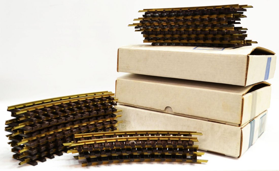 (82) HUGE GROUP OF LGB LEHMANN MODEL TRAIN TRACK: (lot of 82) LGB Lehmann model train track, 39.25lbs total Start Price: $50.00
