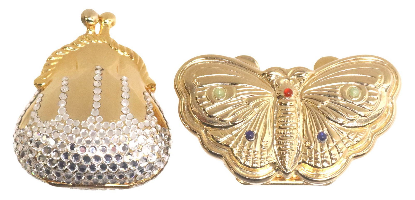 (2) JUDITH LIEBER MINIATURE TRINKET / PILL BOXES, PURSE & BUTTERFLY (1 of 5)