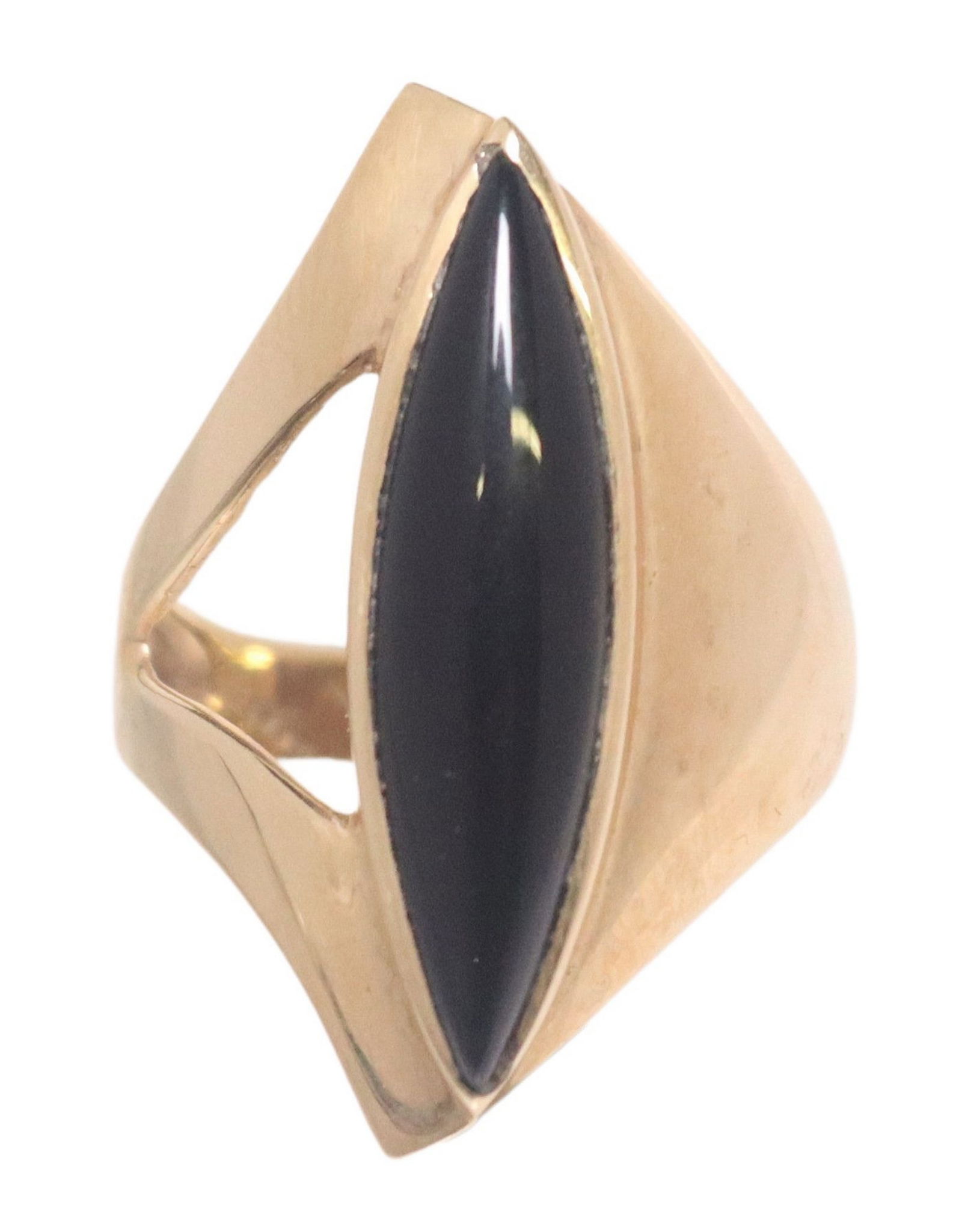 ESTATE MODERNIST 14KT YELLOW GOLD & BLACK ONYX RING (1 of 6)