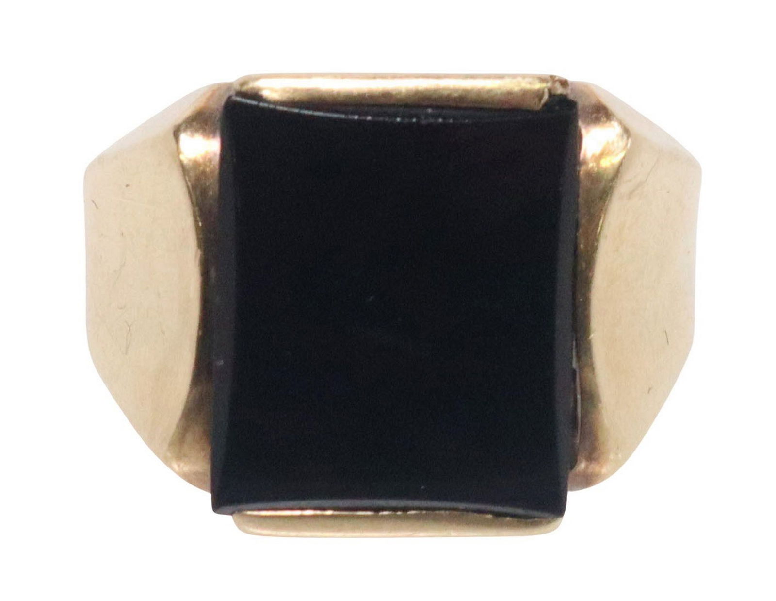 ESTATE GENT'S 14KT YELLOW GOLD & BLACK ONYX PLAQUE RING (1 of 5)