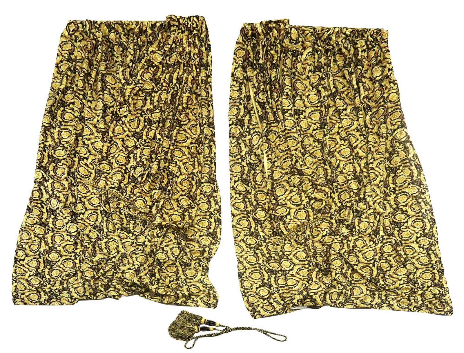 (2) CUSTOM-MADE VERSACE 'BARACCO' SILK CURTAIN PANELS (1 of 3)