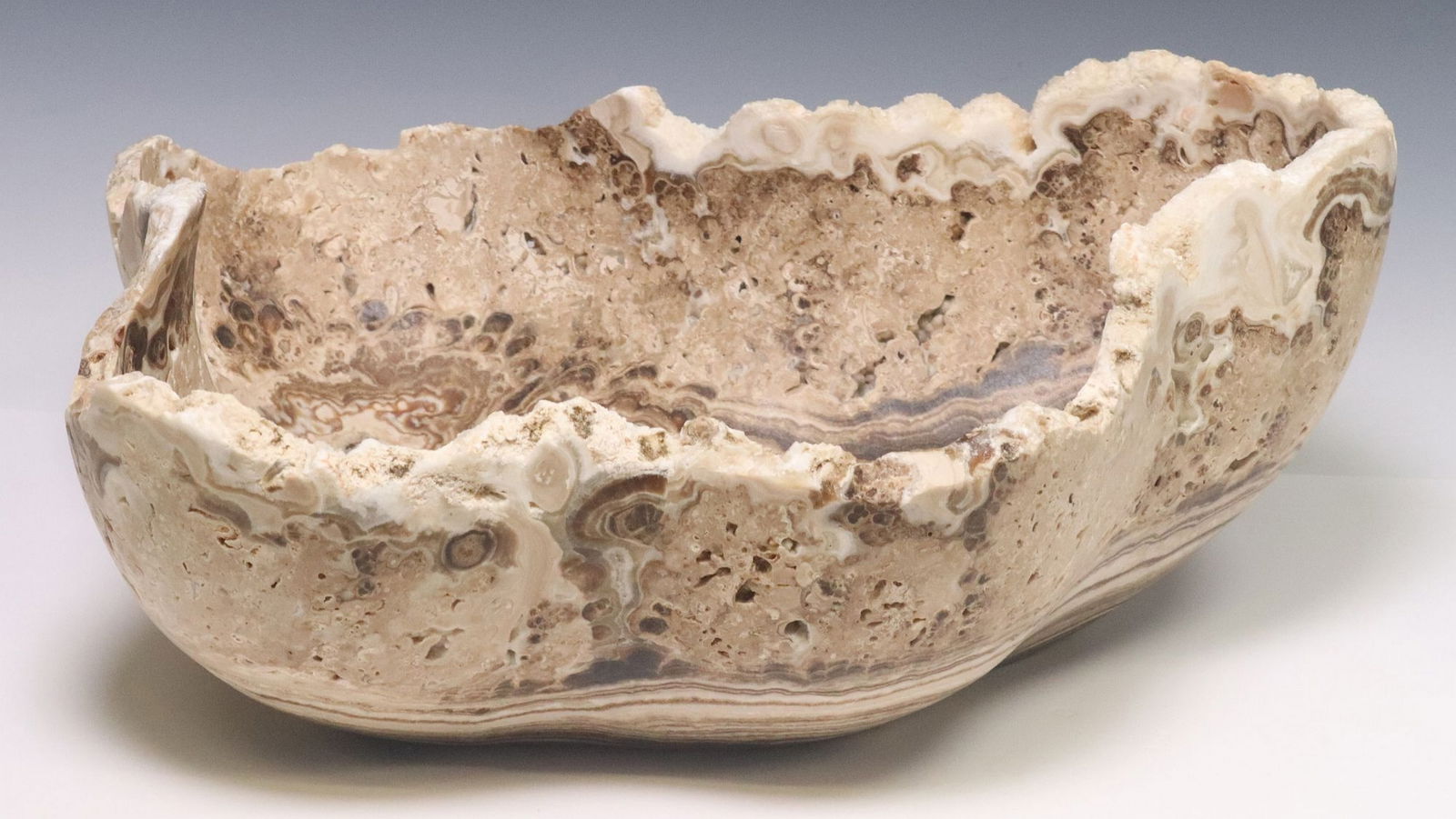 LARGE GEOLOGICAL NATURAL EDGE ONYX BOWL, 20.5"W (1 of 4)