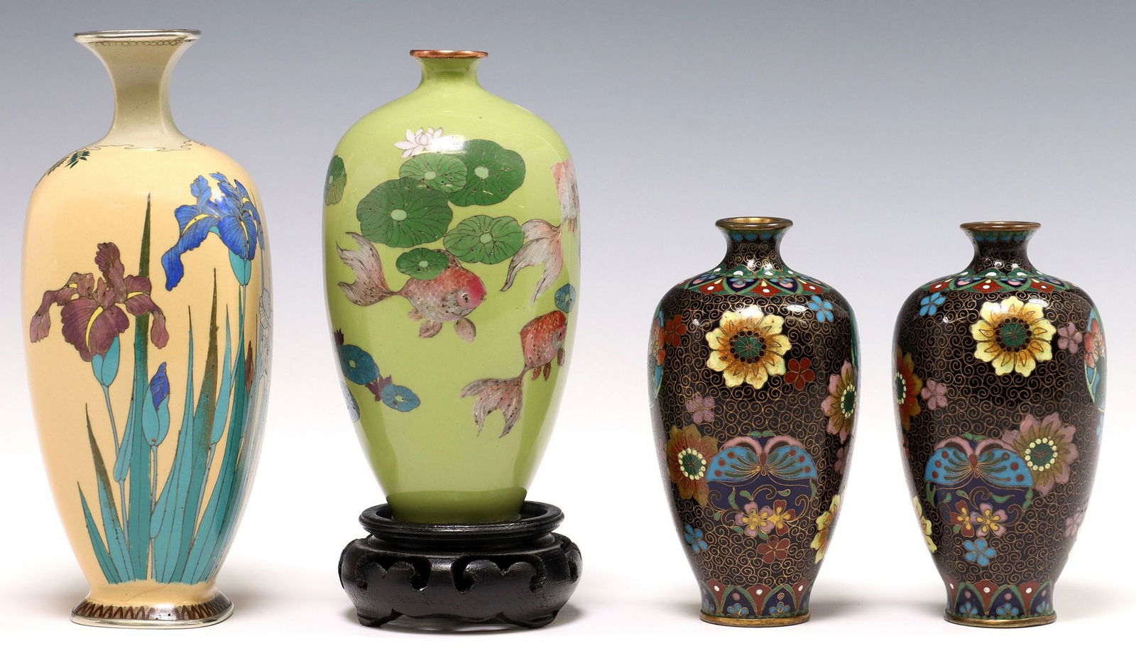 (4) JAPANESE CLOISONNE ENAMEL CABINET VASES (1 of 3)