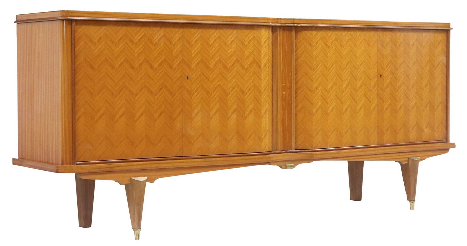 FRENCH MID-CENTURY MODERN CHEVRON PATTERN SIDEBOARD (1 of 7)