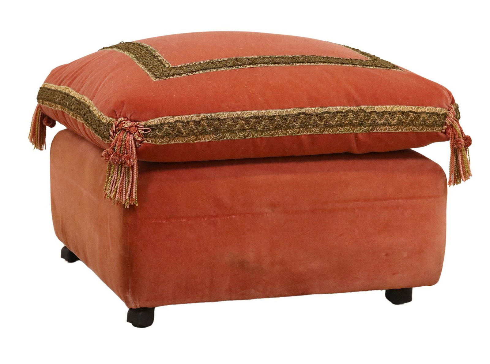 LARGE ITALIAN VELVET UPHOLSTERED CENTER OTTOMAN (1 of 4)