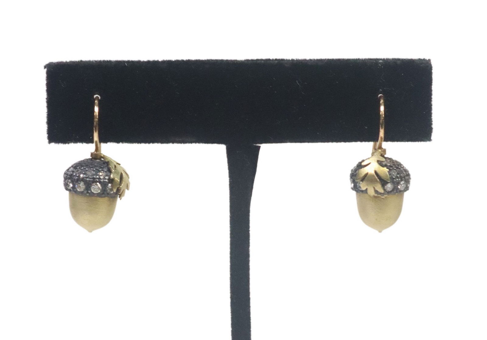 (PR) ESTATE REBECCA MEYERS 18KT, OXIDIZED SILVER & DIAMOND ACORN EARRINGS (1 of 4)