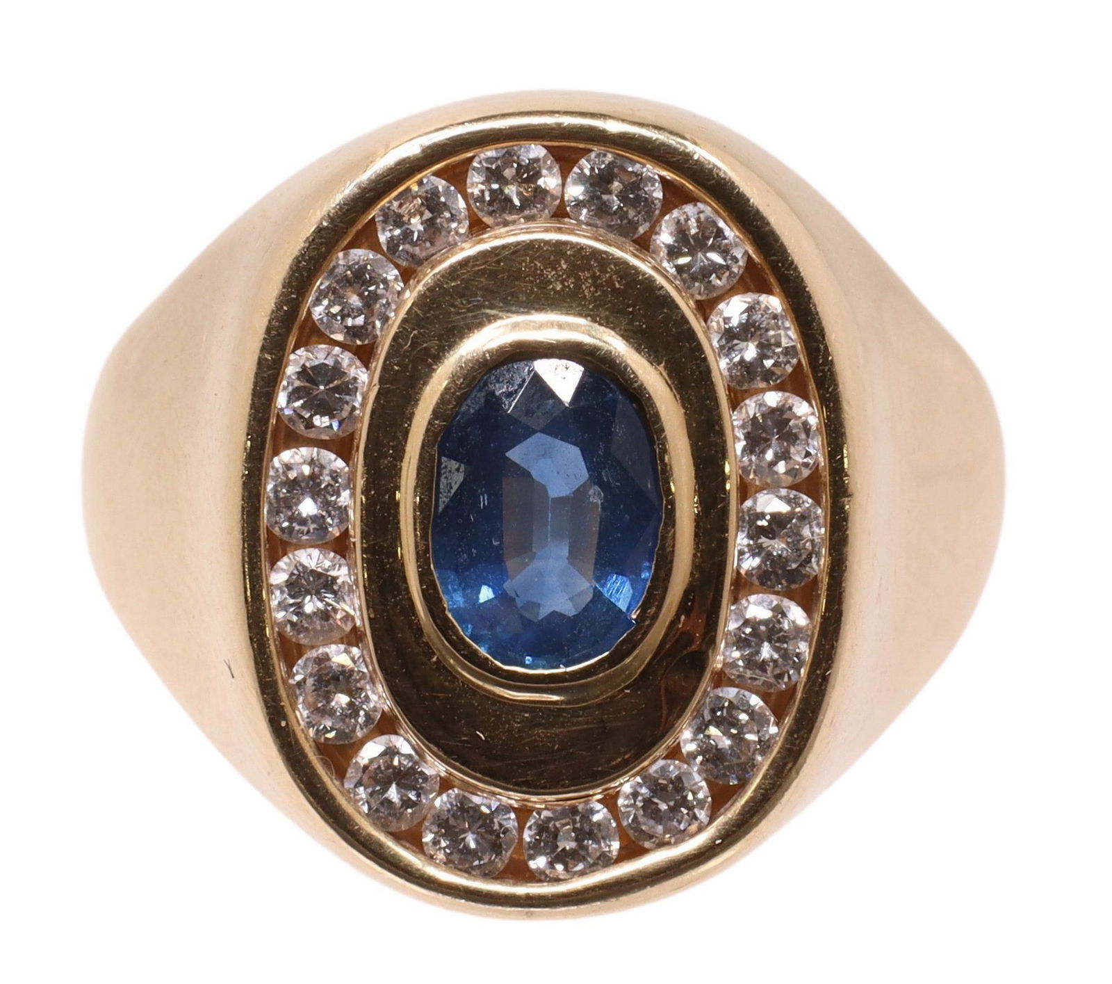 ESTATE 14KT GOLD, BLUE SAPPHIRE & DIAMOND RING (1 of 3)