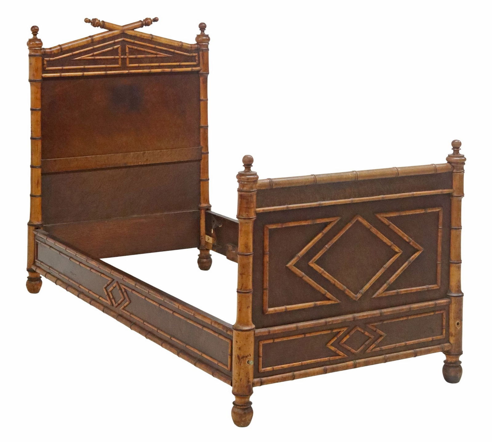 FRENCH FAUX BAMBOO TURNED BED (1 of 2)