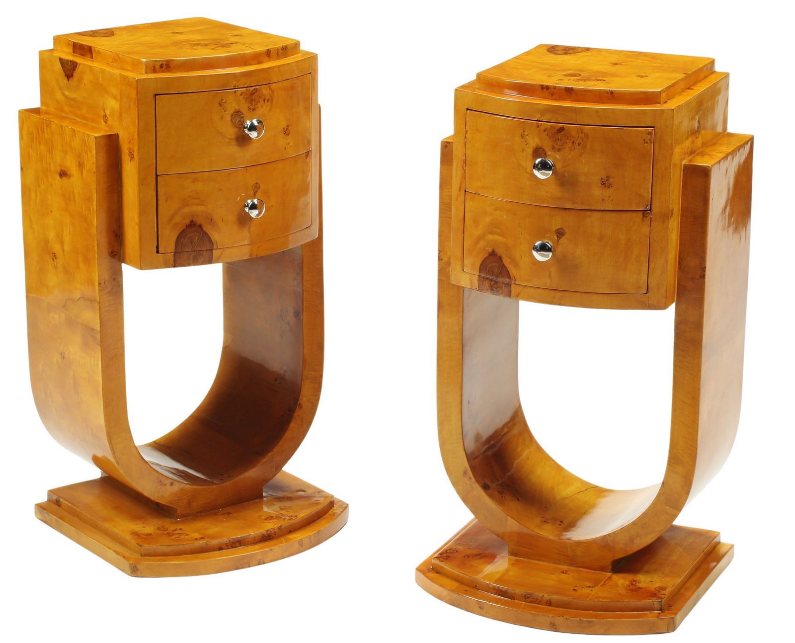 (2) ART DECO STYLE SCULPTURAL TWO-DRAWER BEDSIDE TABLES (1 of 4)