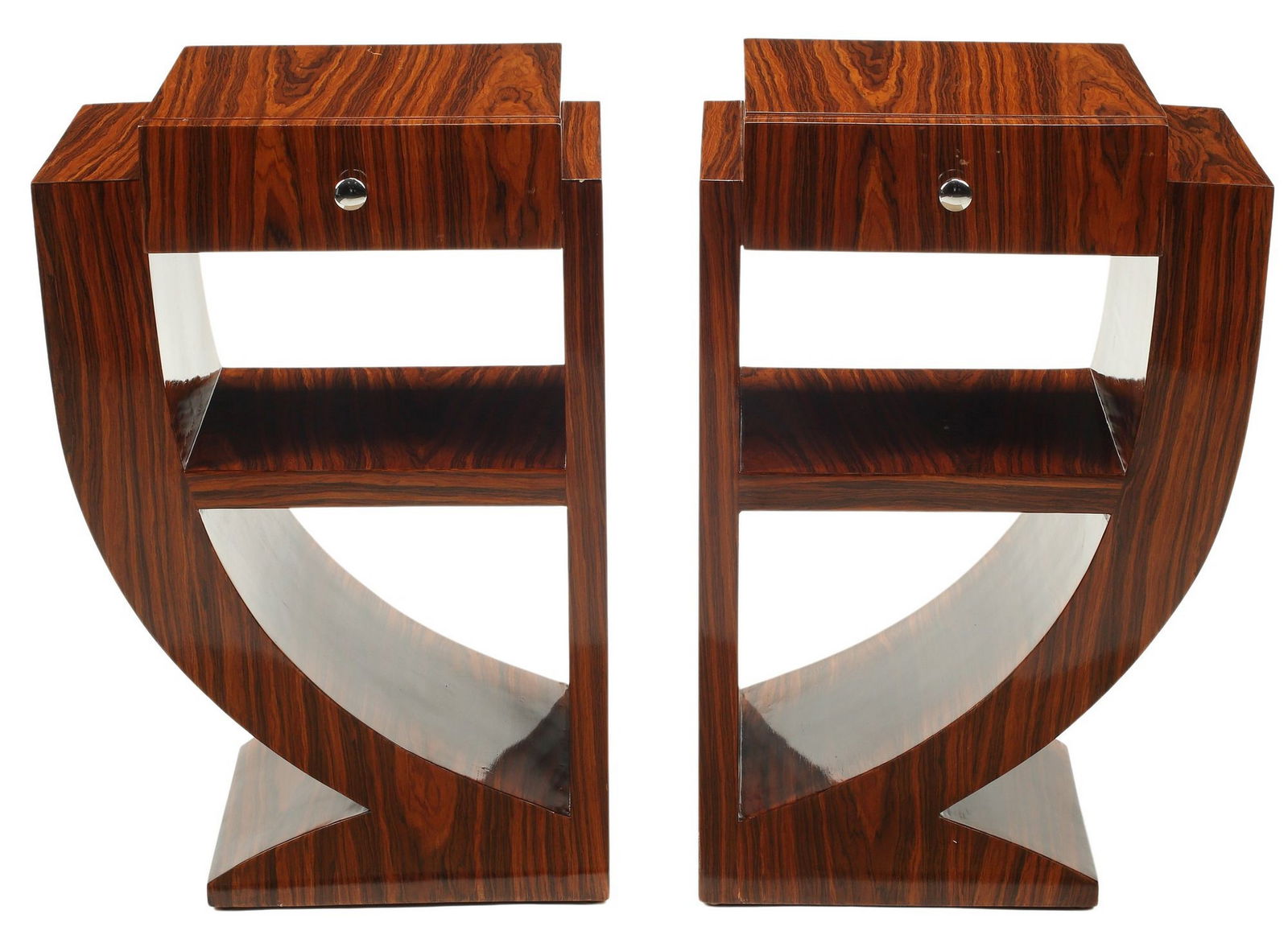 (2) ART DECO STYLE SCULPTURAL BEDSIDE TABLES (1 of 4)