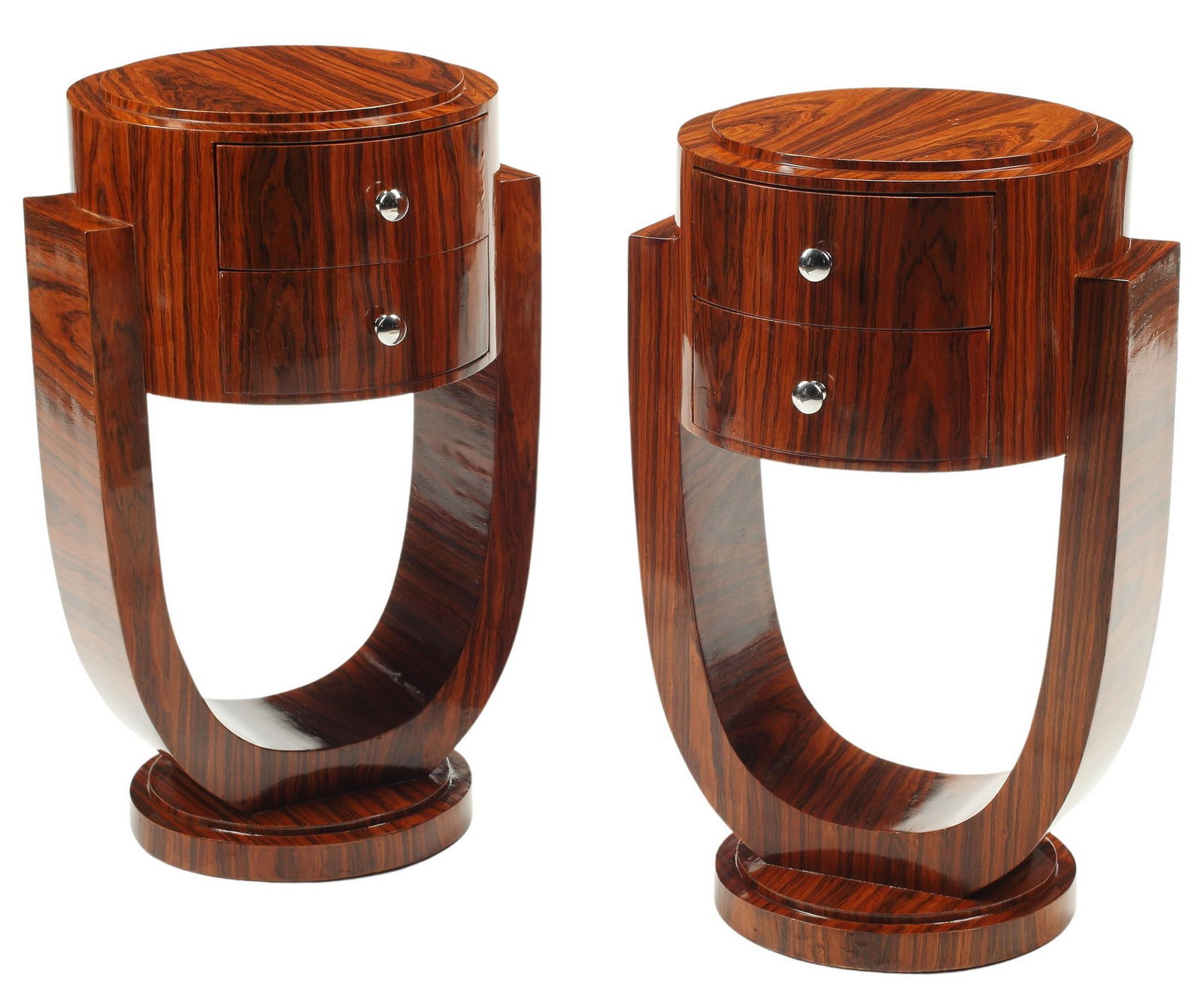 (2) ART DECO STYLE SCULPTURAL TWO-DRAWER BEDSIDE TABLES (1 of 3)