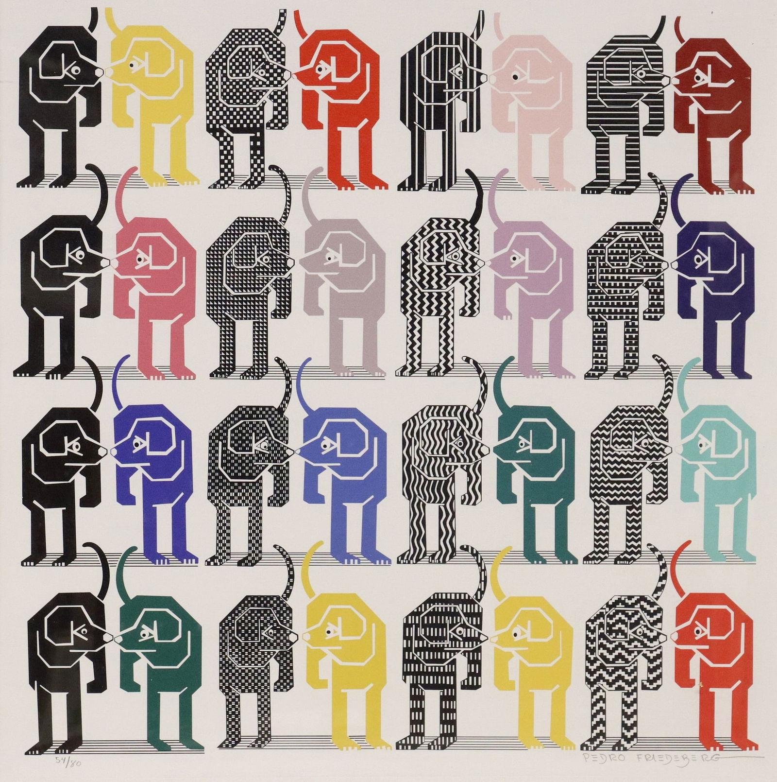 PEDRO FRIEDEBERG (MEXICO, B.1936) SERIGRAPH PRINT, 'PERROS' (1 of 4)