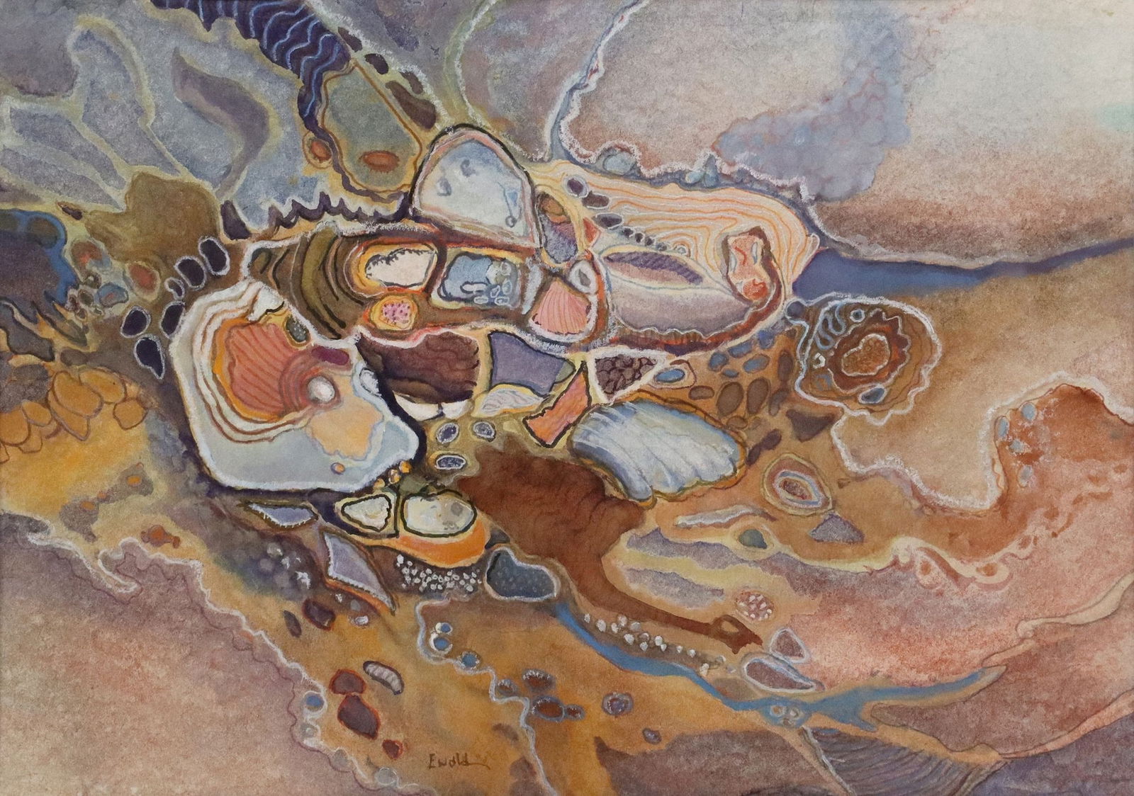 JANE EWALD (TX, 20TH C.) WATERCOLOR TIDE POOL (1 of 4)