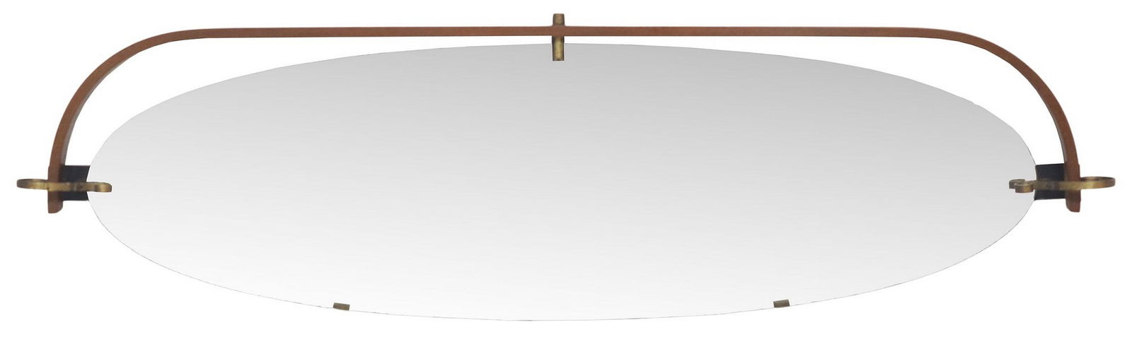 ITALIAN MID-CENTUY MODERN TEAK & GILT METAL WALL MIRROR (1 of 3)