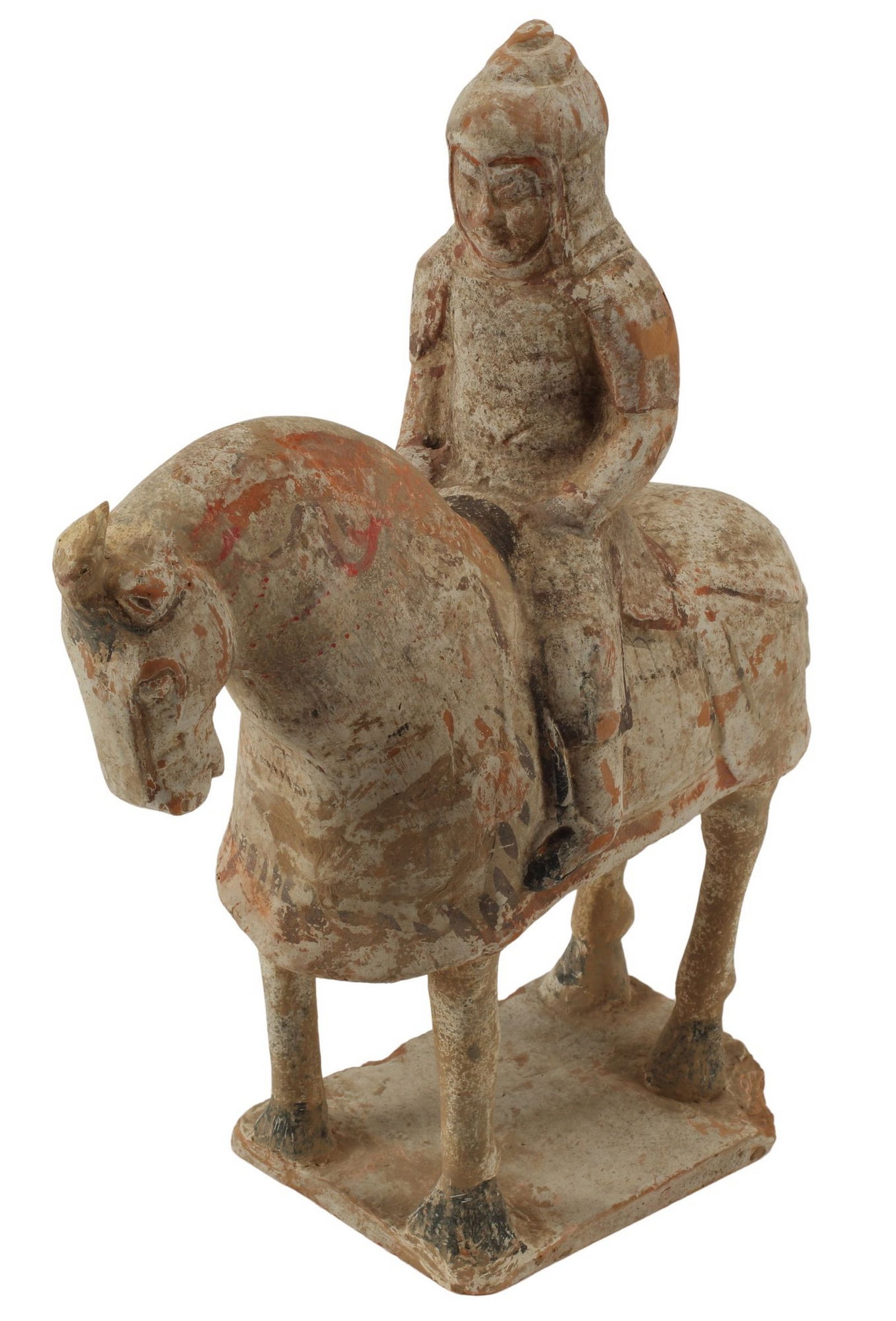 CHINESE POTTERY EQUESTRIAN FIGURE HORSE & RIDER (1 of 4)