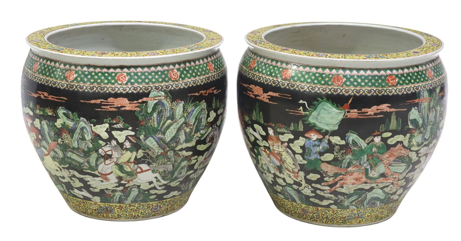 (2) LARGE CHINESE ENAMELED PORCELAIN FISH BOWLS, 18.75"H X 22.5"DIAM (1 of 4)