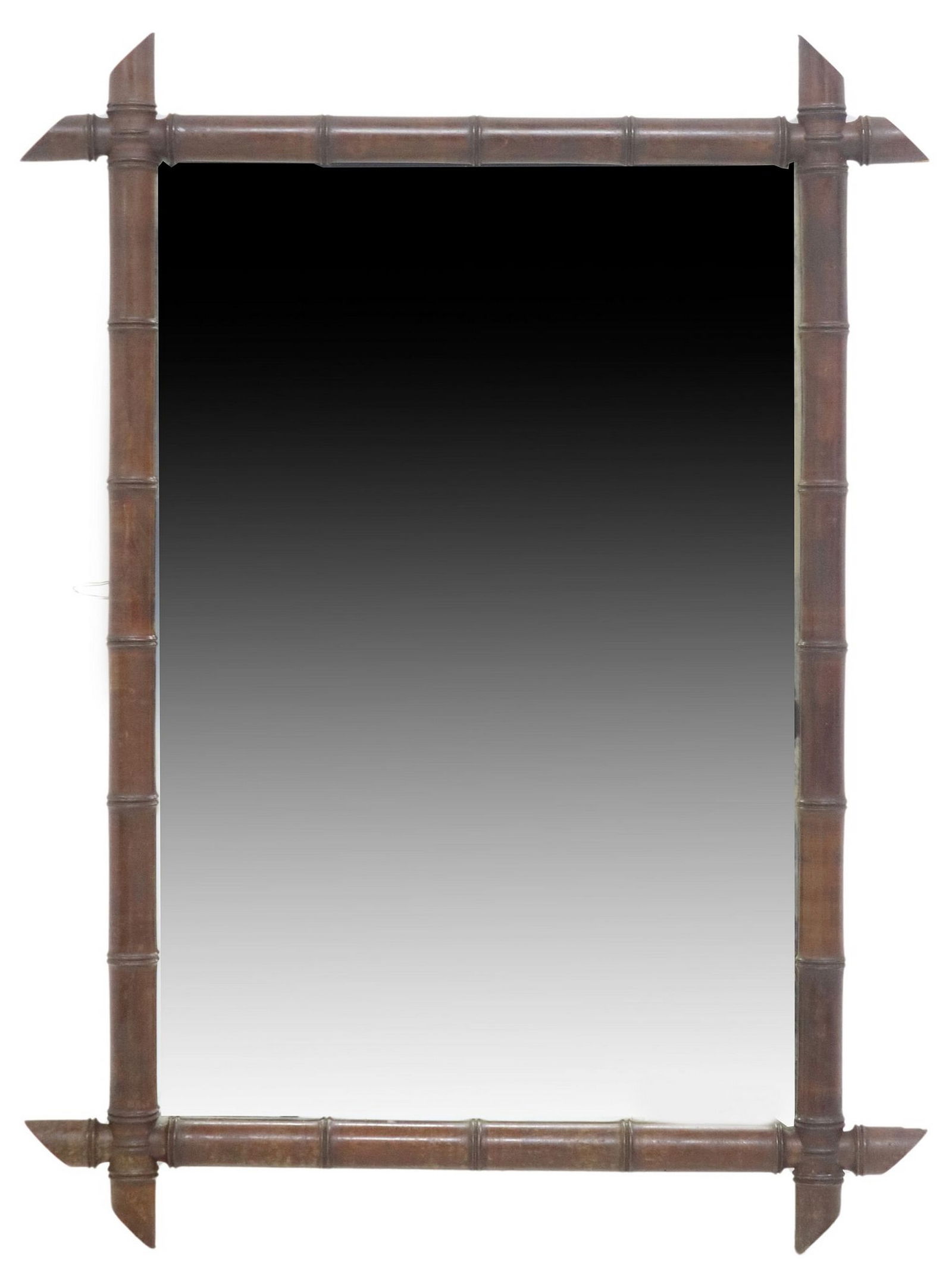 FRENCH TURNED WOOD FAUX BAMBOO WALL MIRROR, 36" X 26.5" (1 of 3)