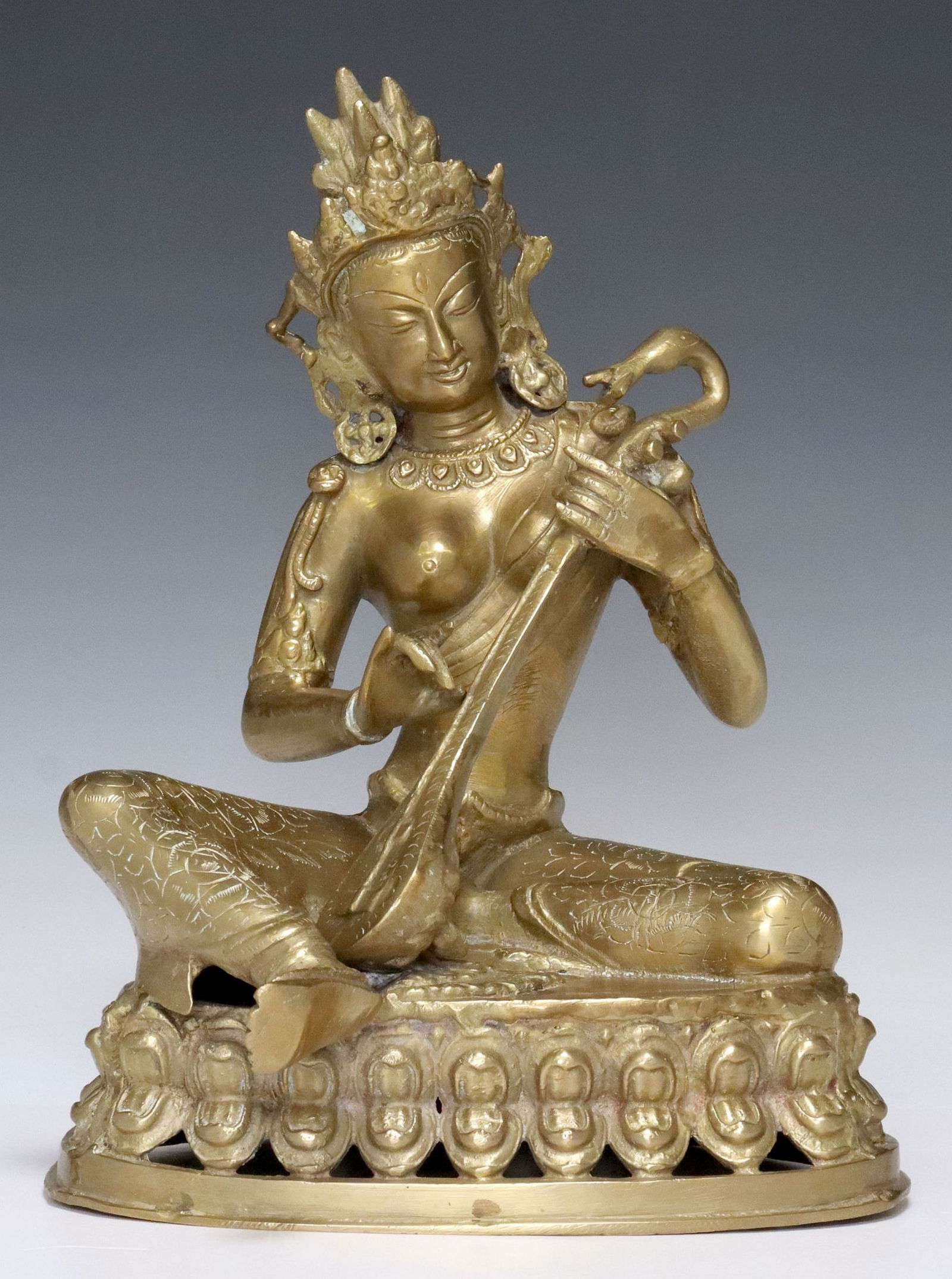 TIBETAN BRASS FIGURE OF SARASWATI (1 of 5)
