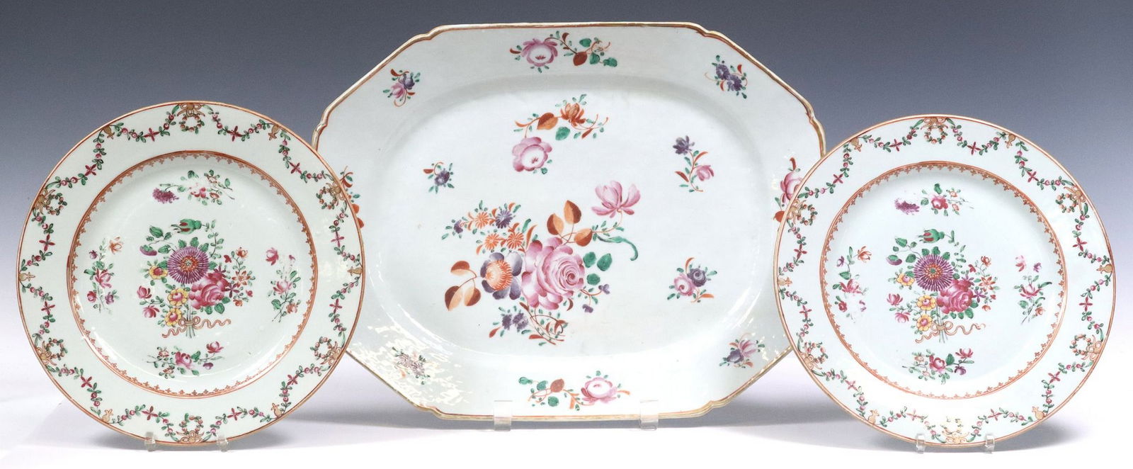 (3) CHINESE EXPORT CANTON ROSE PORCELAIN TABLEWARE (1 of 5)
