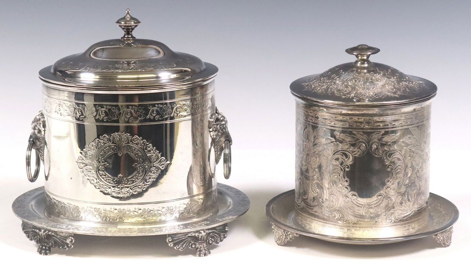 (2) ENGLISH SILVERPLATE BISCUIT BARRELS, MAPPIN AND WEBB & BARKER ELLIS (1 of 7)