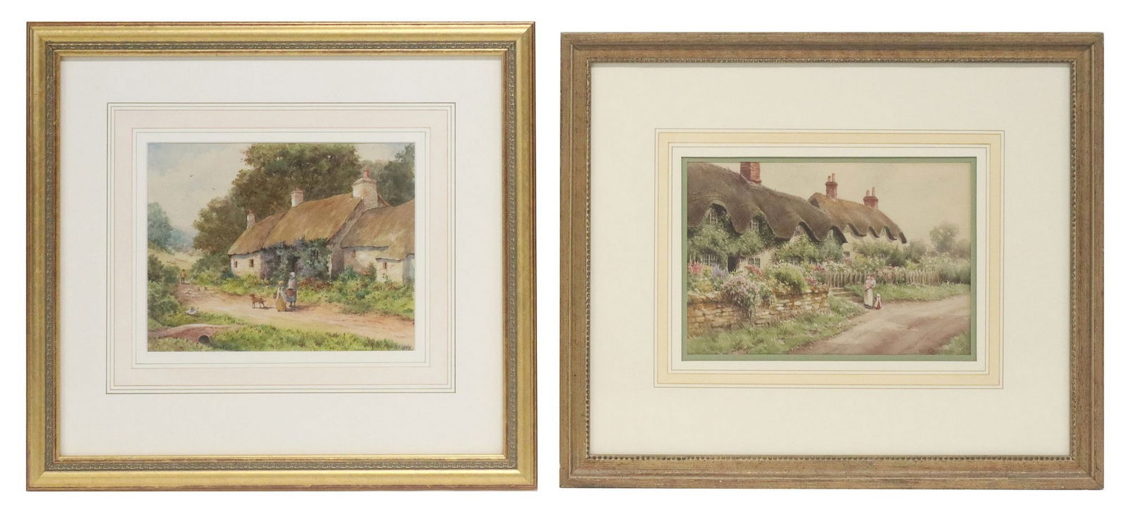 (2) ENGLISH SCHOOL WATERCOLORS OF COTTAGES (1 of 7)