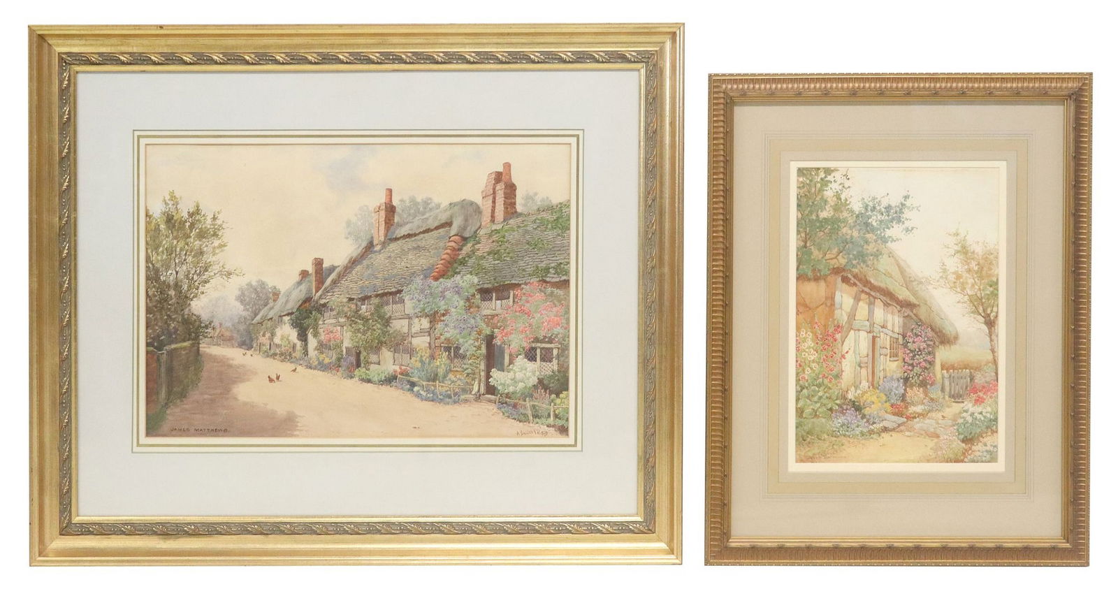 (2) JAMES MATTHEWS (19TH C.) WATERCOLORS OF SUSSEX COTTAGES (1 of 8)