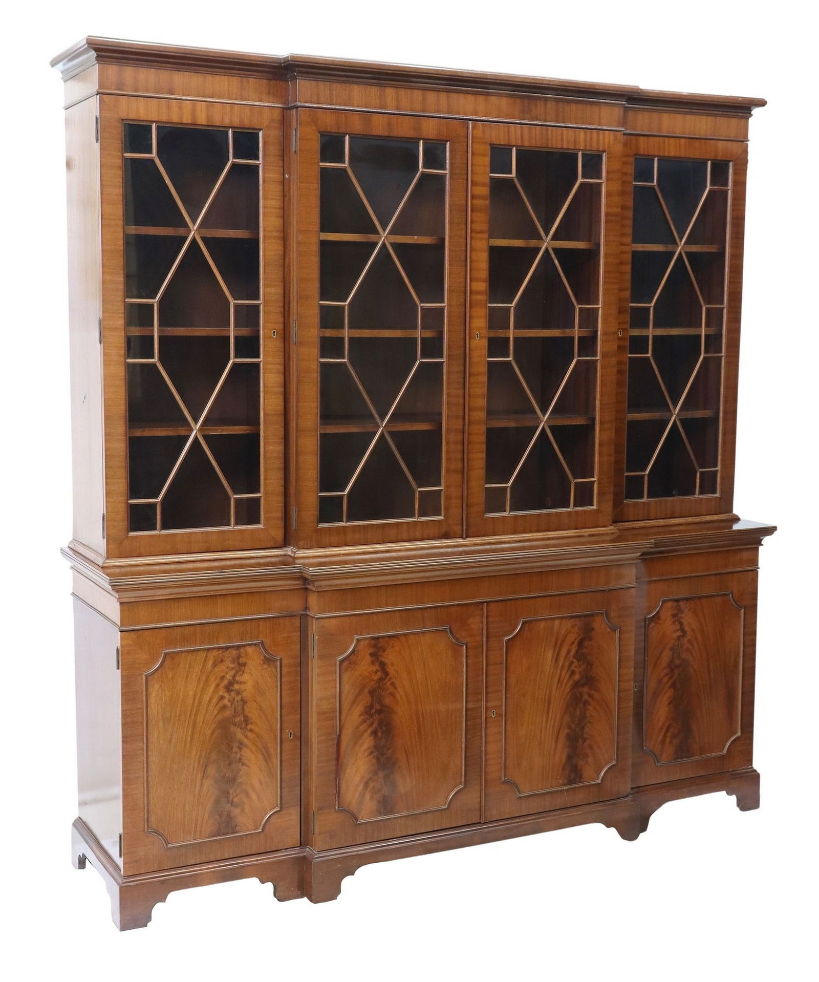 GEORGIAN STYLE MAHOGANY BREAKFRONT BOOKCASE (1 of 4)