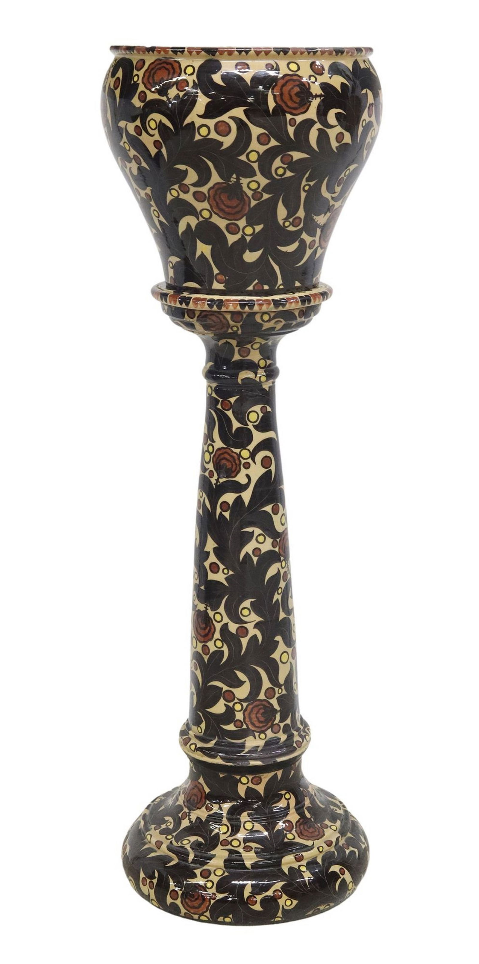 ITALIAN G. MAZZOTTI ALBISOLA MAJOLICA JARDINIERE ON STAND (1 of 6)