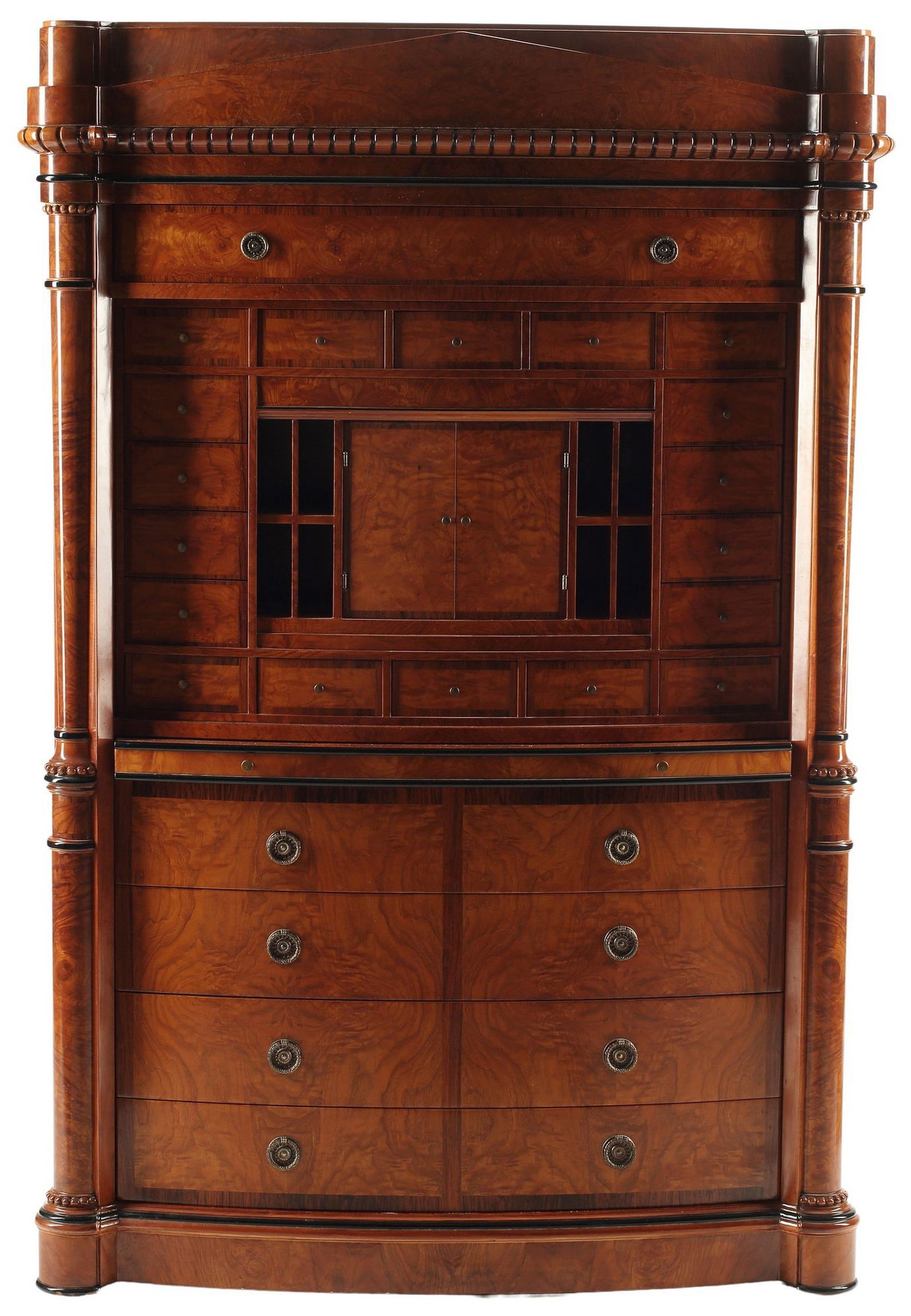 BIEDERMEIER STYLE BURLWOOD SECRETAIRE (1 of 5)