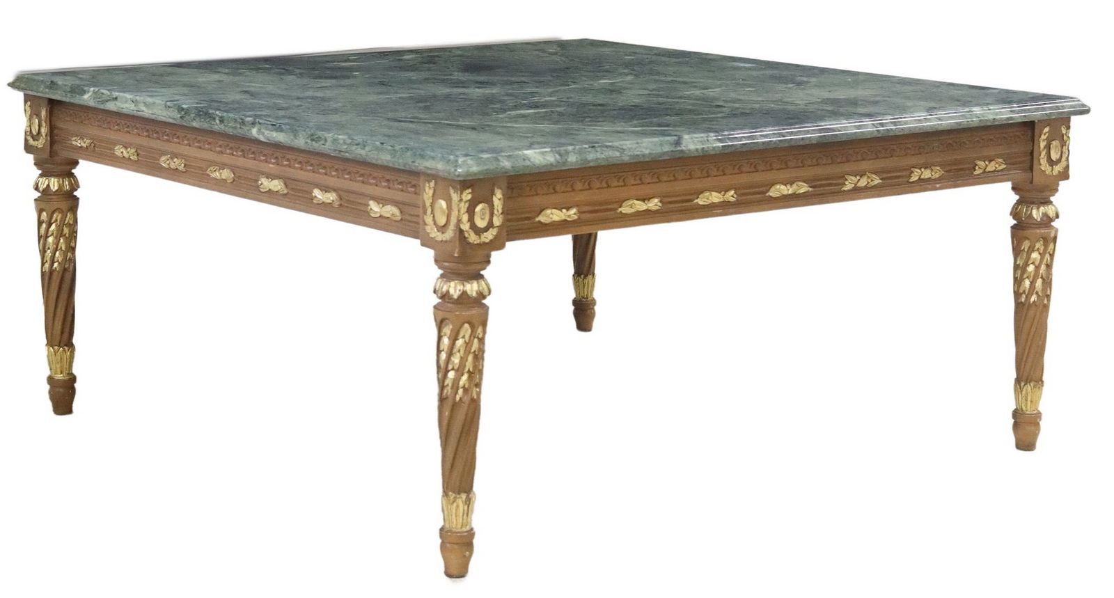 LOUIS XVI STYLE PARCEL GILT GREEN MARBLE-TOP COFFEE TABLE (1 of 4)