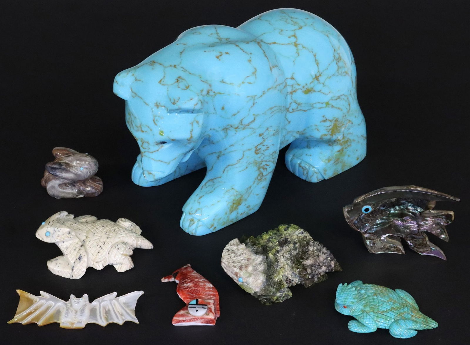 (8) NATIVE AMERICAN & SOUTHWEST HARDSTONE, SHELL & RESIN FETISHES (1 of 6)