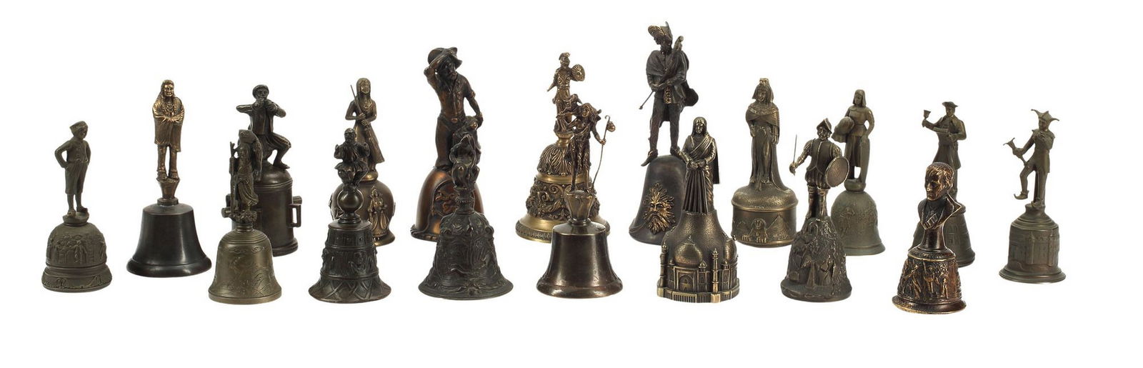 (18) COLLECTION OF PATINATED METAL HANDBELLS (1 of 4)