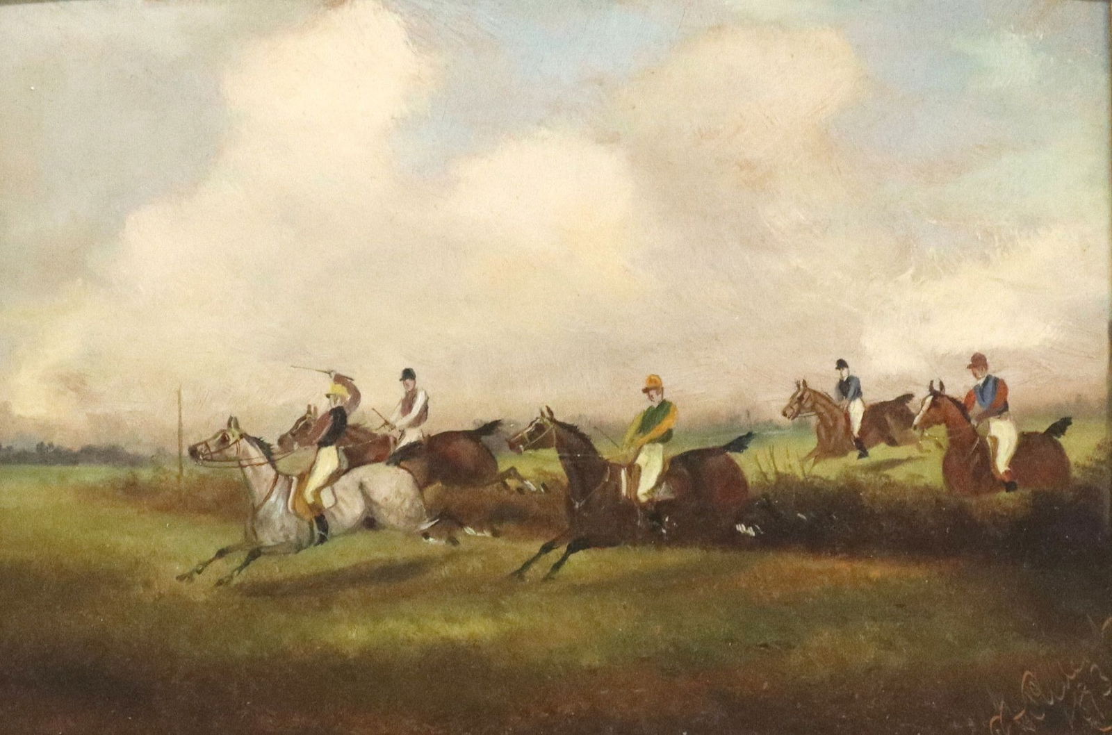 PHILIP HENRY RIDEOUT (1860-1920) EQUESTRIAN PAINTING, THE STEEPLECHASE (1 of 4)