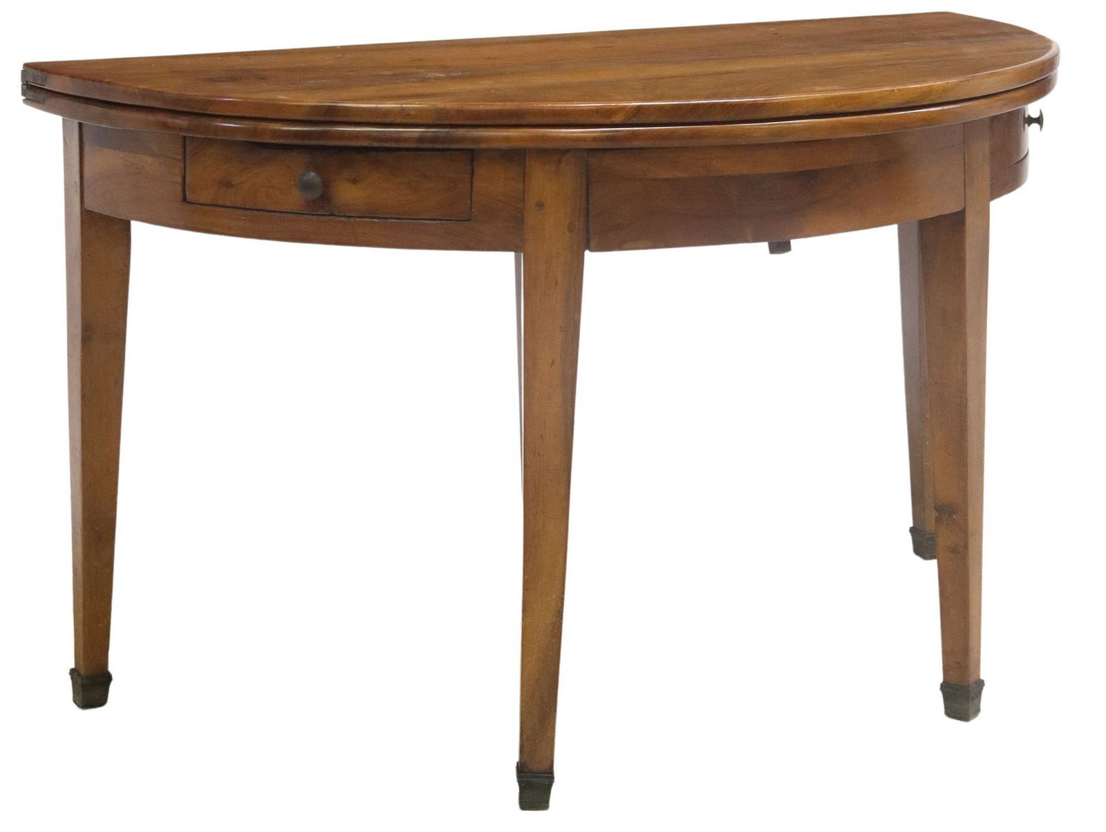 FRENCH PROVINCIAL FRUITWOOD DEMILUNE FLIP-TOP TABLE (1 of 7)