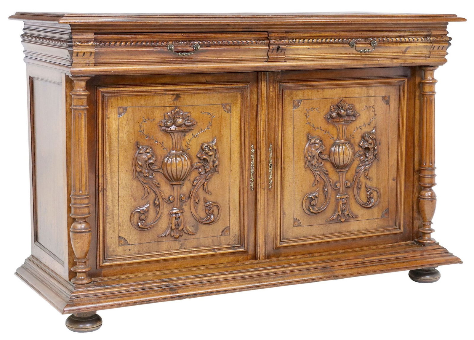 FRENCH RENAISSANCE REVIVAL CARVED WALNUT SERVER (1 of 6)
