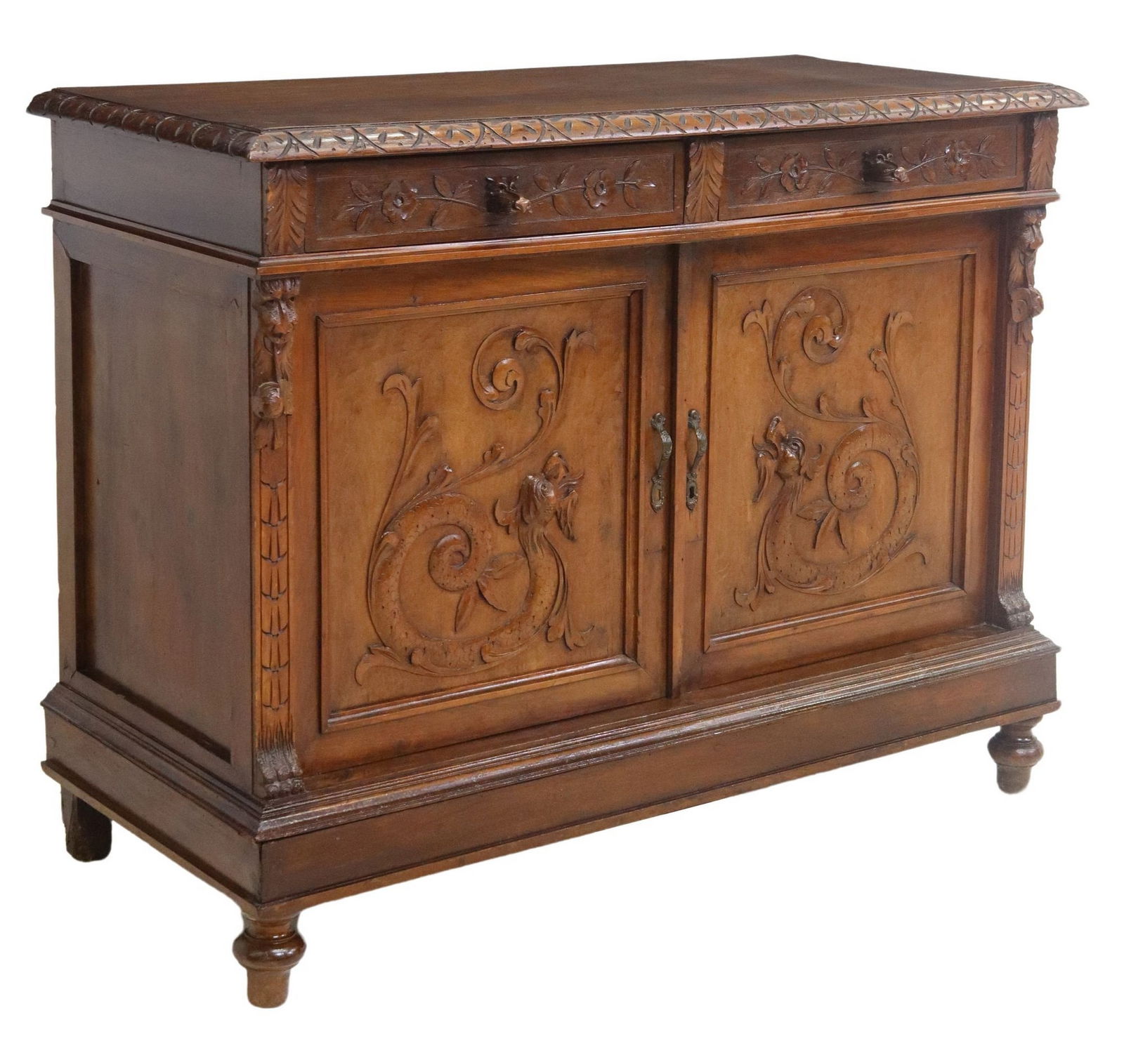 ITALIAN RENAISSANCE REVIVAL CARVED WALNUT SERVER (1 of 7)