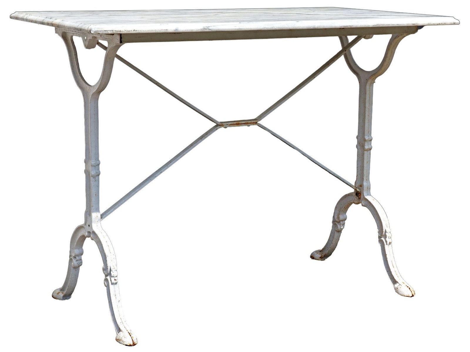 FRENCH MARBLE-TOP PAINTED CAST IRON BISTRO TABLE (1 of 4)