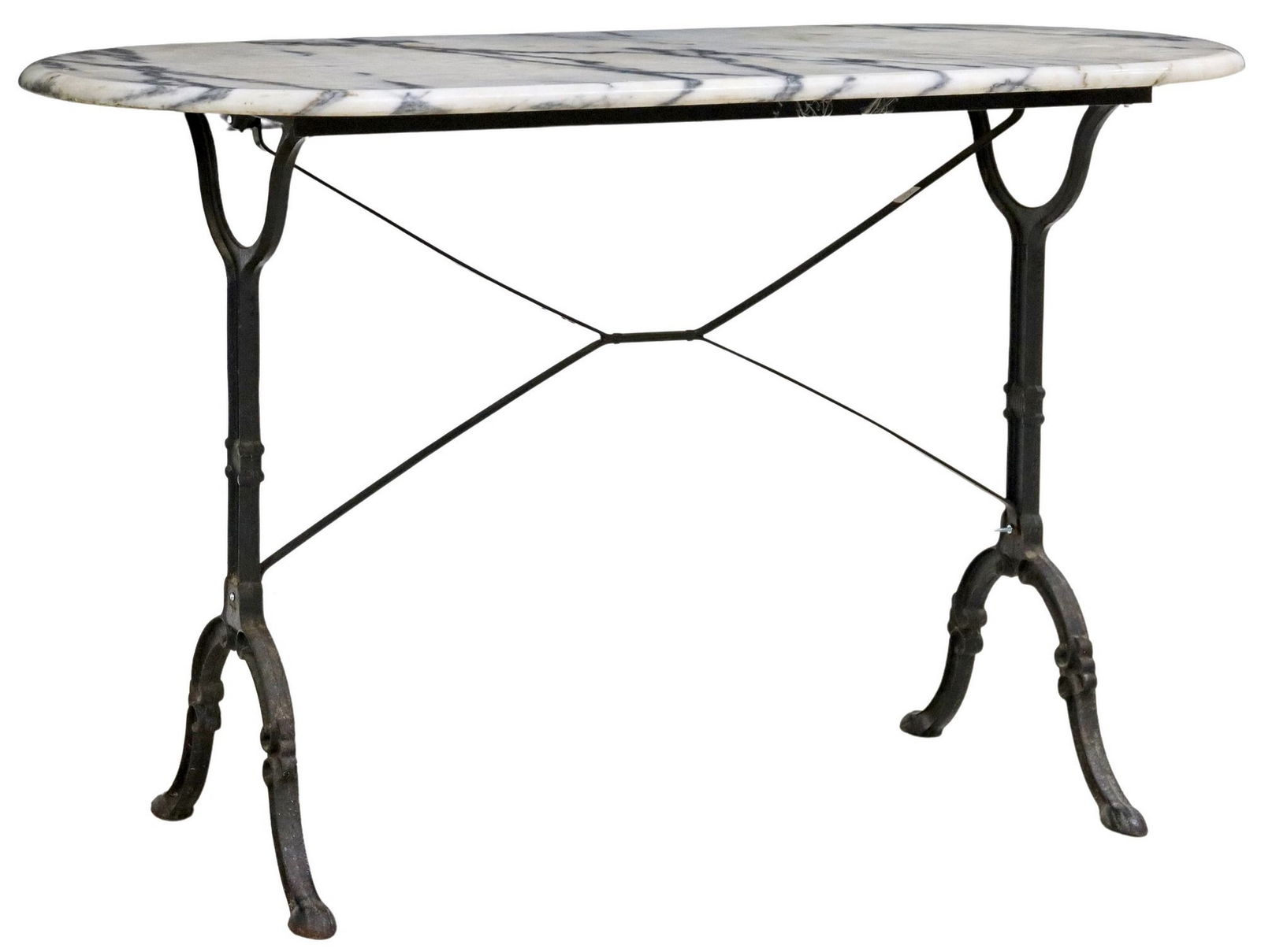 FRENCH MARBLE-TOP CAST IRON BISTRO TABLE (1 of 4)