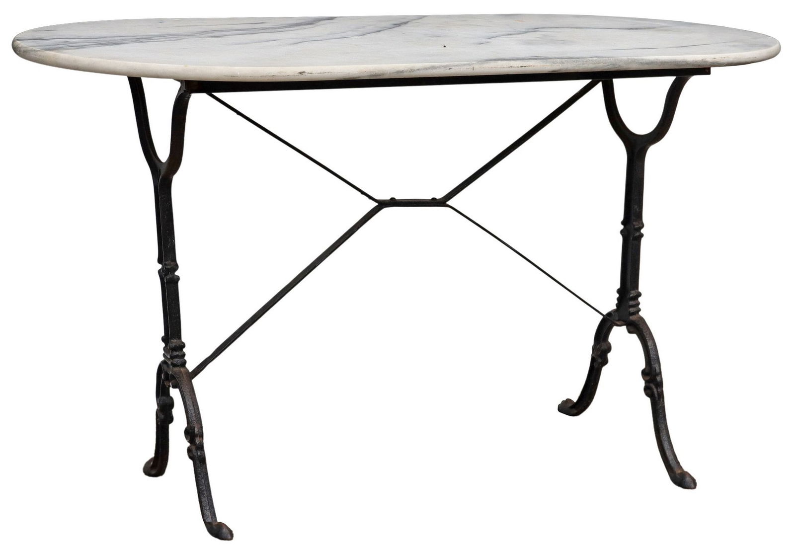 FRENCH MARBLE-TOP CAST IRON BISTRO TABLE (1 of 4)