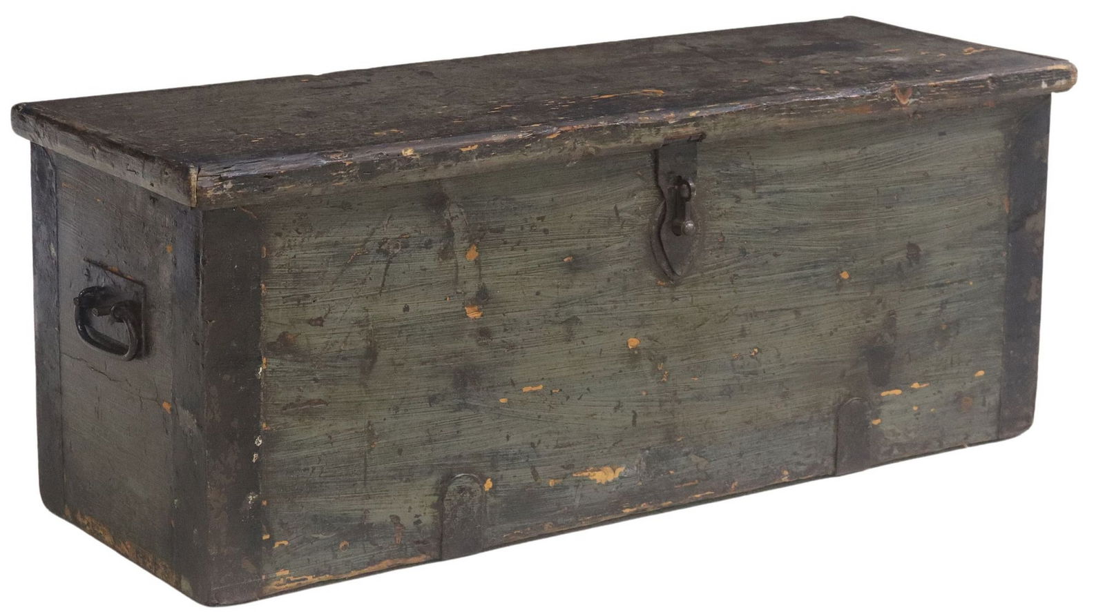 RUSTIC PAINT DECORATED STORAGE CHEST/ WORK BOX (1 of 5)
