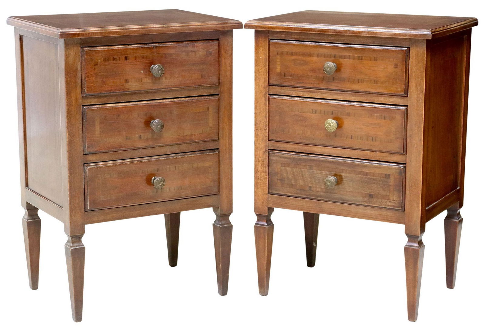 (2) ITALIAN MAHOGANY TWO-DRAWER BEDSIDE CABINETS (1 of 5)